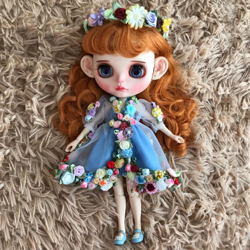 Ручная работа 1/6 цветок искусственное платье для куклы Blyth Licca кукла одежда