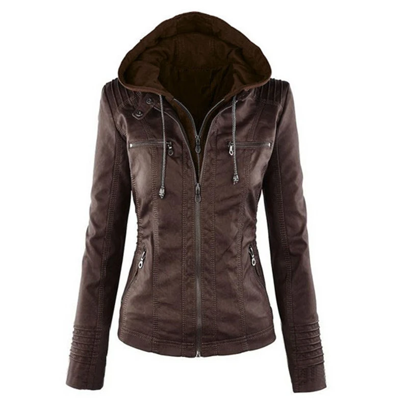 Европейская Женская кожаная короткая куртка с длинным рукавом на молнии