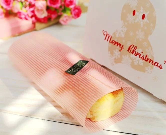 

200 Pink Stripe Wax Paper,Coating Greaseproof,For Sandwich Hamburger Food Candy Gift Soap Wrap Packaging,21.8x24.8cm