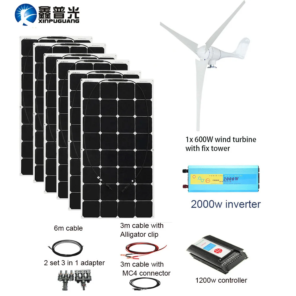 XINPUGUANG 600 Вт ветряные турбины солнечная гибридная система DIY kit панель домашний дом