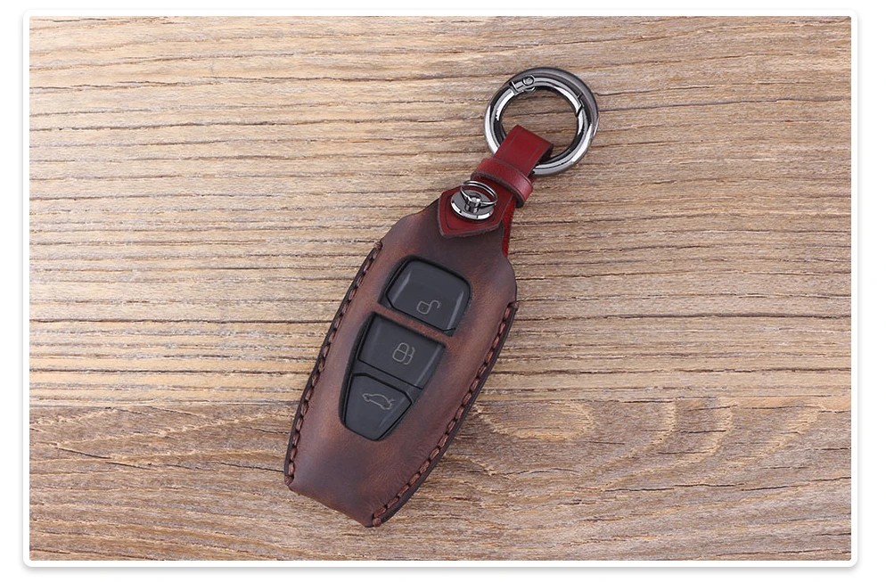 Чехол KEYYOU из натуральной кожи для автомобильного ключа с умным дистанционным управлением для Ford Fiesta Focus 3 4 MK3 MK4 Mondeo Ecosport Kuga Focus ST