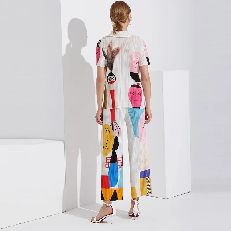 Костюм Miyake flower Женский летняя новая Европейская и американская уличная