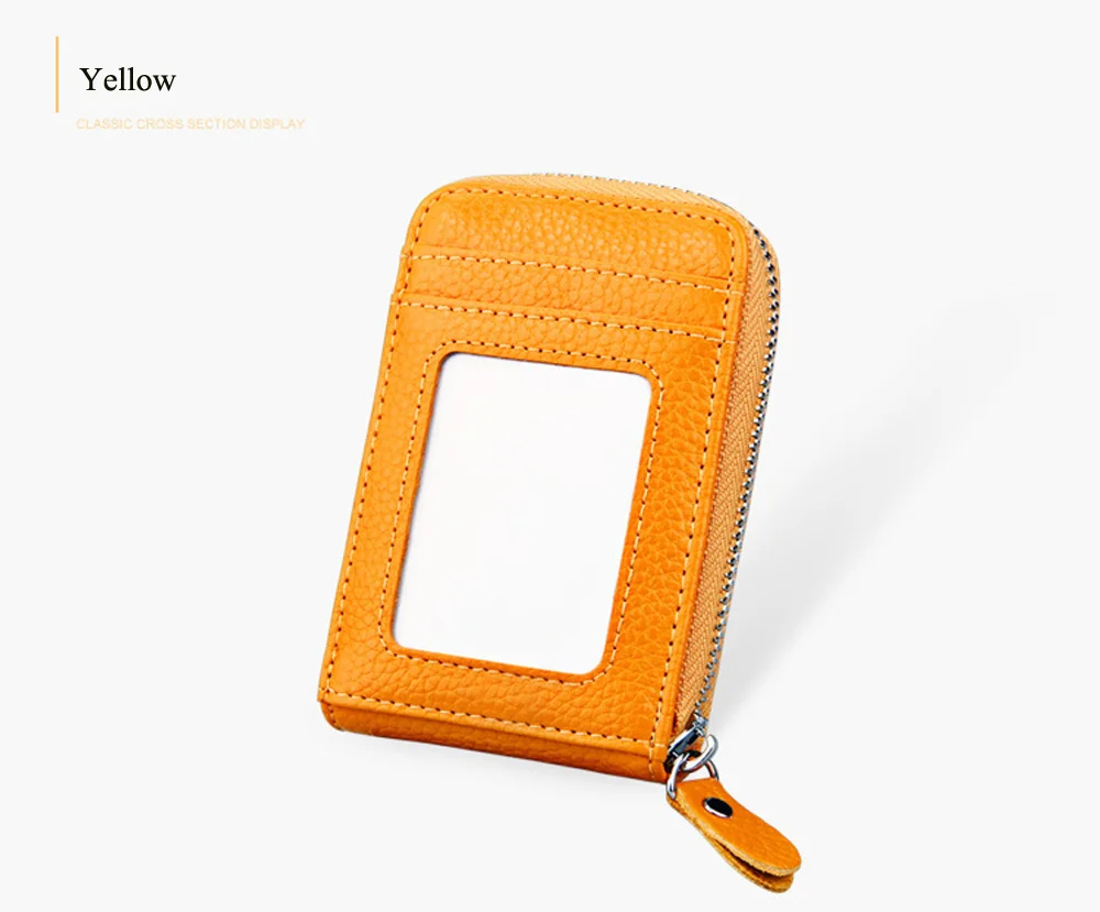yellow Лидер продаж! RFID натуральная кожа автобус карты сумка ID держатель карты Чехол для кредитной карты Модный кошелек мульти-карты бумажник карта унисекс карман - Цвет: yellow