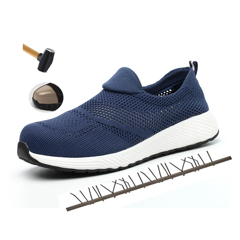 

Men's Summer Breathable Steel Toe Anti Smashing Protecive Safety Shoes Boots Men Puncture Proof Anti-slip Work Shoes