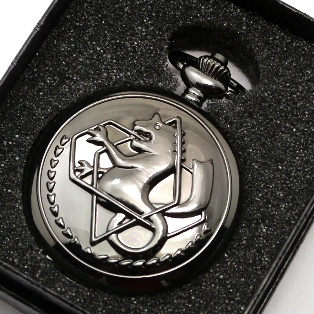 Classic Animate Fullmetal Alchemist Cartoon Antique Pocket Watch Gift Set With Necklace Chain Men Women Relogio De Bolso