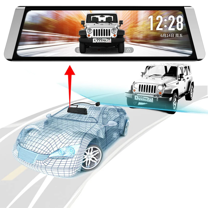 JADO D800s X2 Автомобильный видеорегистратор поток зеркало заднего вида камера LDWS gps трек 10 ips сенсорный экран Full HD 1080 P Автомобильный видеорегистратор