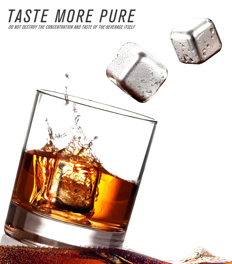 304 Stainless Steel Whiskey Cooler Wine Cooling Stones Ice Cubes Chillers Drink Physical Cooling Tool Wine beer Cooler FDA Grade