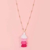 gold balls link chains bead chain 3 layers cotton tassel pendant statement necklaces for women