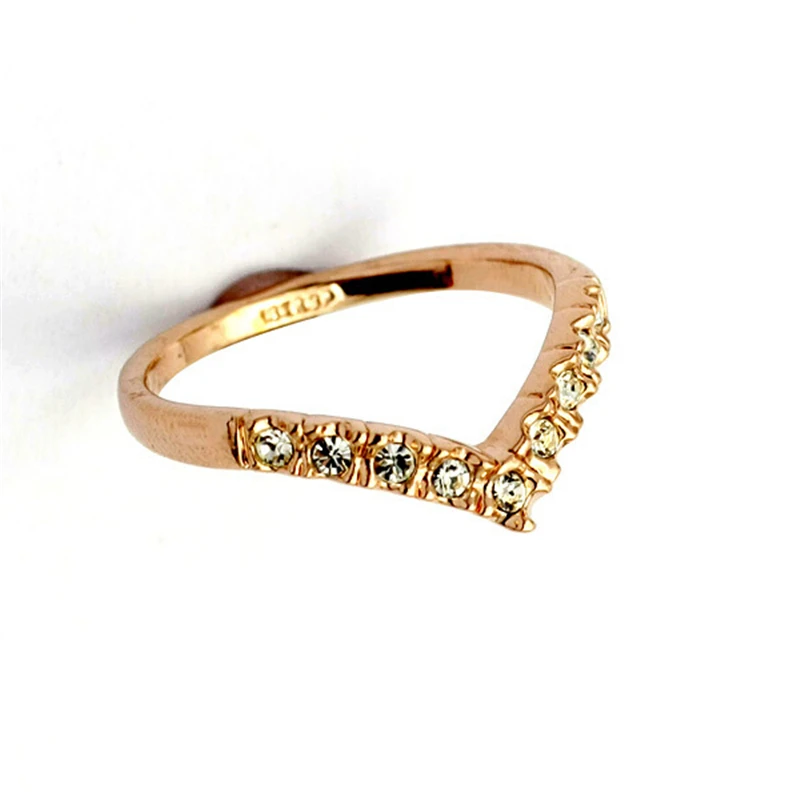 Женские свадебные кольца Bague Homme Bijoux золотистые с v-образной надписью прозрачные