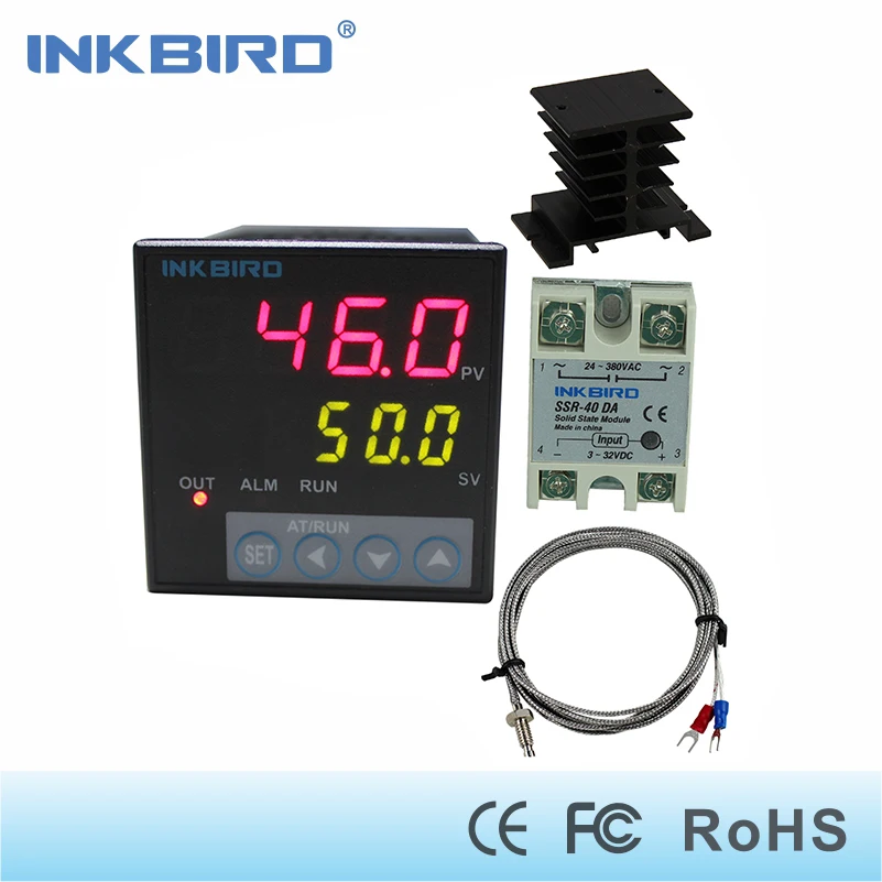ПИД контроллеры Inkbird для контроля температуры датчик K SSR 40A теплоотвод