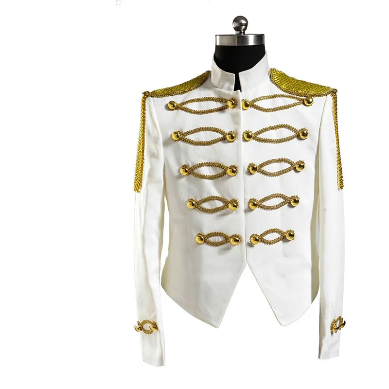 2017 белый мужской костюм с длинными рукавами и Блейзер Европейский Золотой 18-го