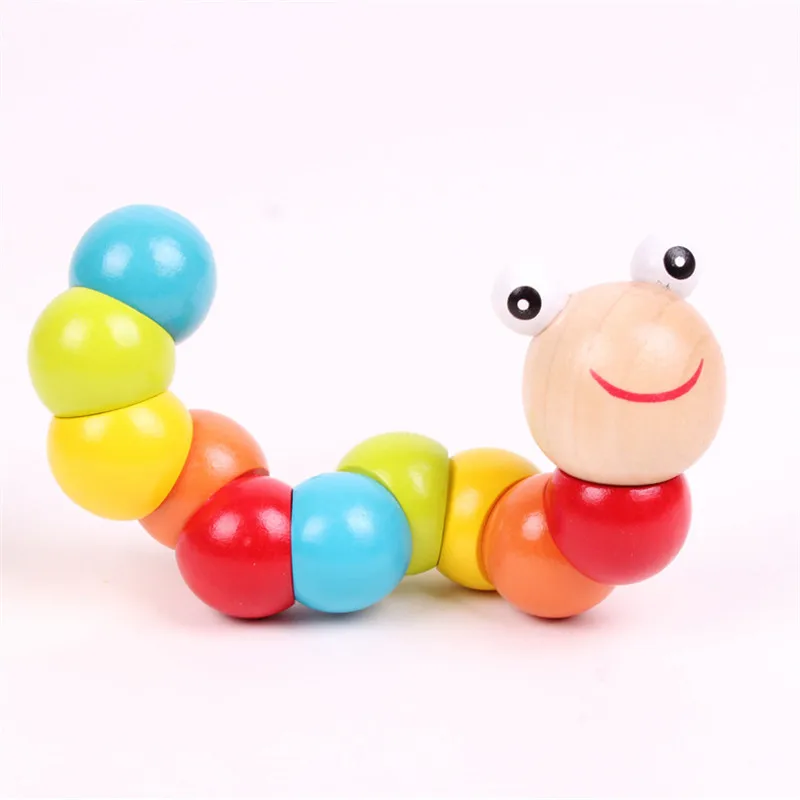 18 5 CM * 3 Shilly Rainbow гусеница деревянная игрушка для малышей модели строительные