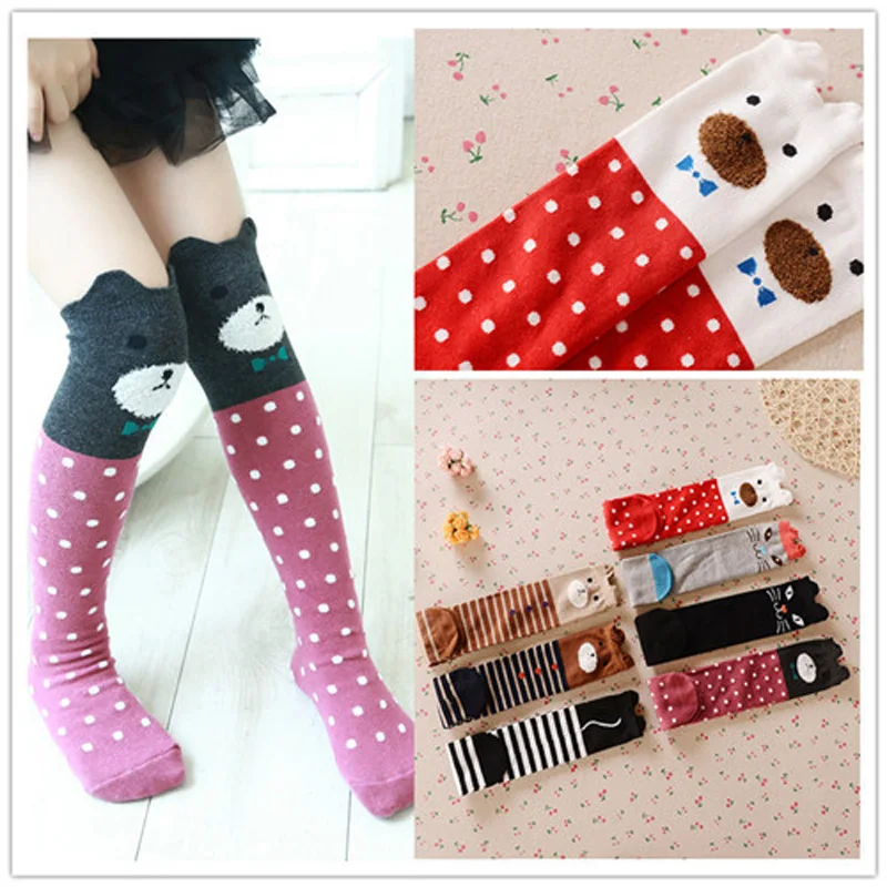 Новые модные детские чулки для девочек хлопковые теплые мягкие с рисунком зимние