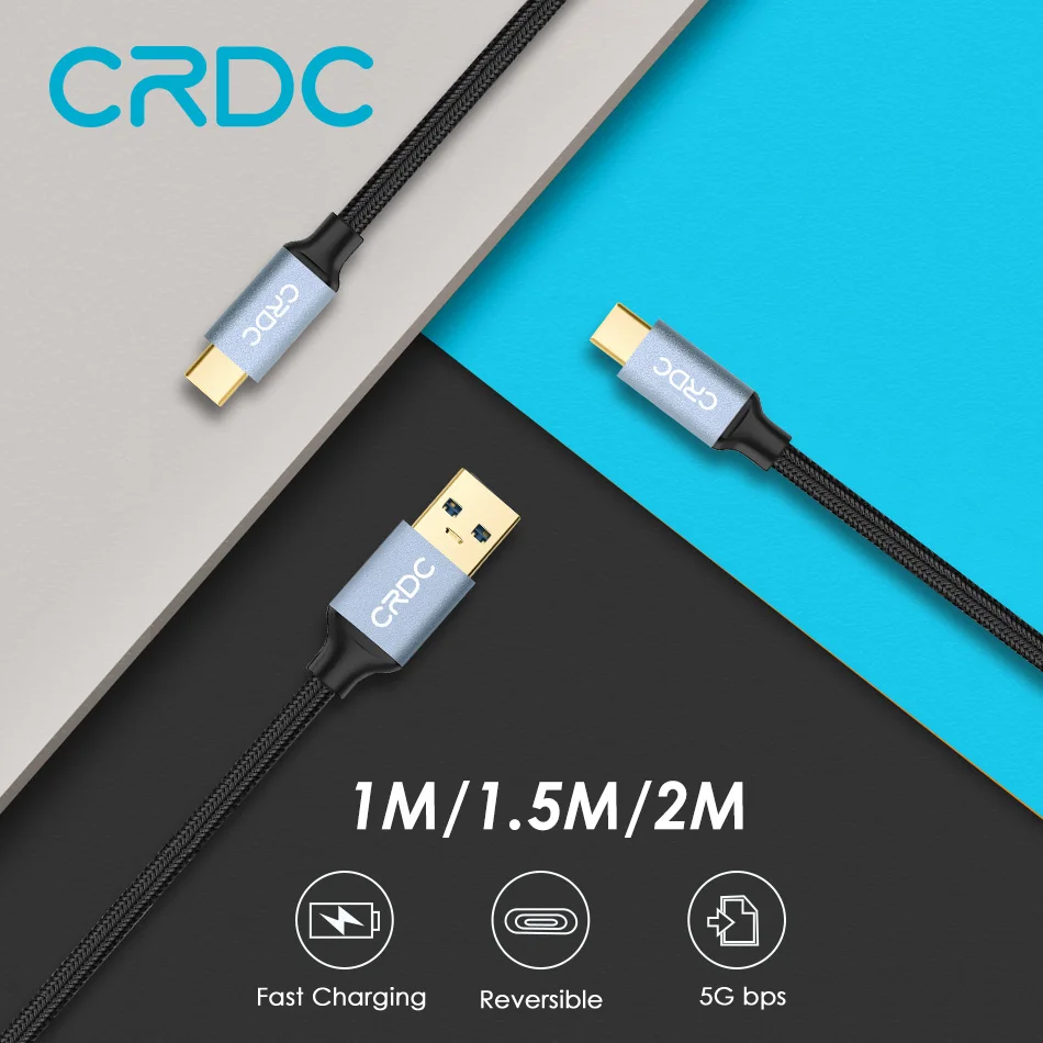 CRDC USB Type C кабель для Xiaomi Mi5 быстрой зарядки и передачи данных нейлоновый / Samsung Galaxy