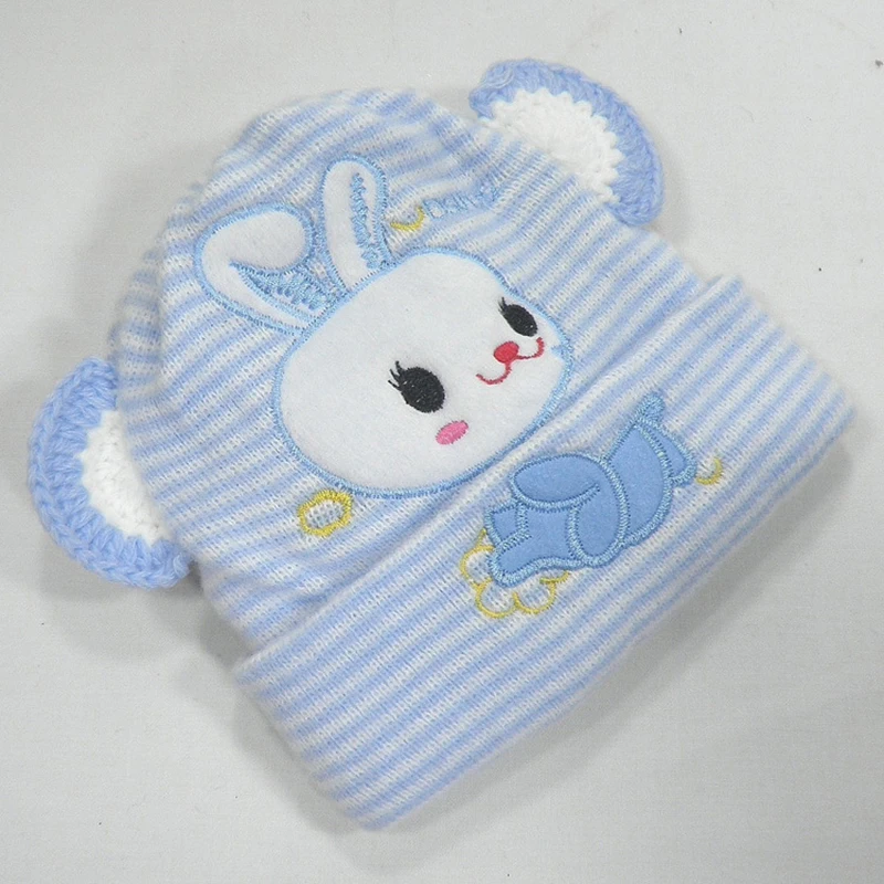 Милые шапки для маленьких мальчиков хлопковые новорожденных с кроликом девочек