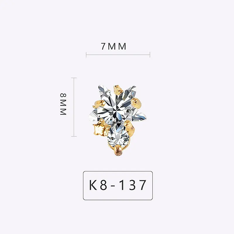 K8-137 5 шт./партия, сплав, циркон, украшение для ногтей, роскошный циркон, кристалл, череп со стразами/Сердце/бант, украшения для ногтей, высокий уровень, талисманы для ногтей - Цвет: K8-137