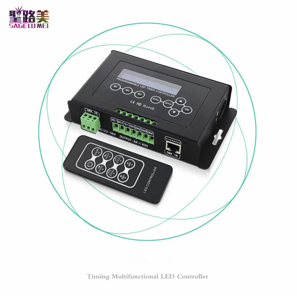 BC 300 DC12V 36V программируемый светодиодный контроллер RGB RGBW Tape таймер DMX 512