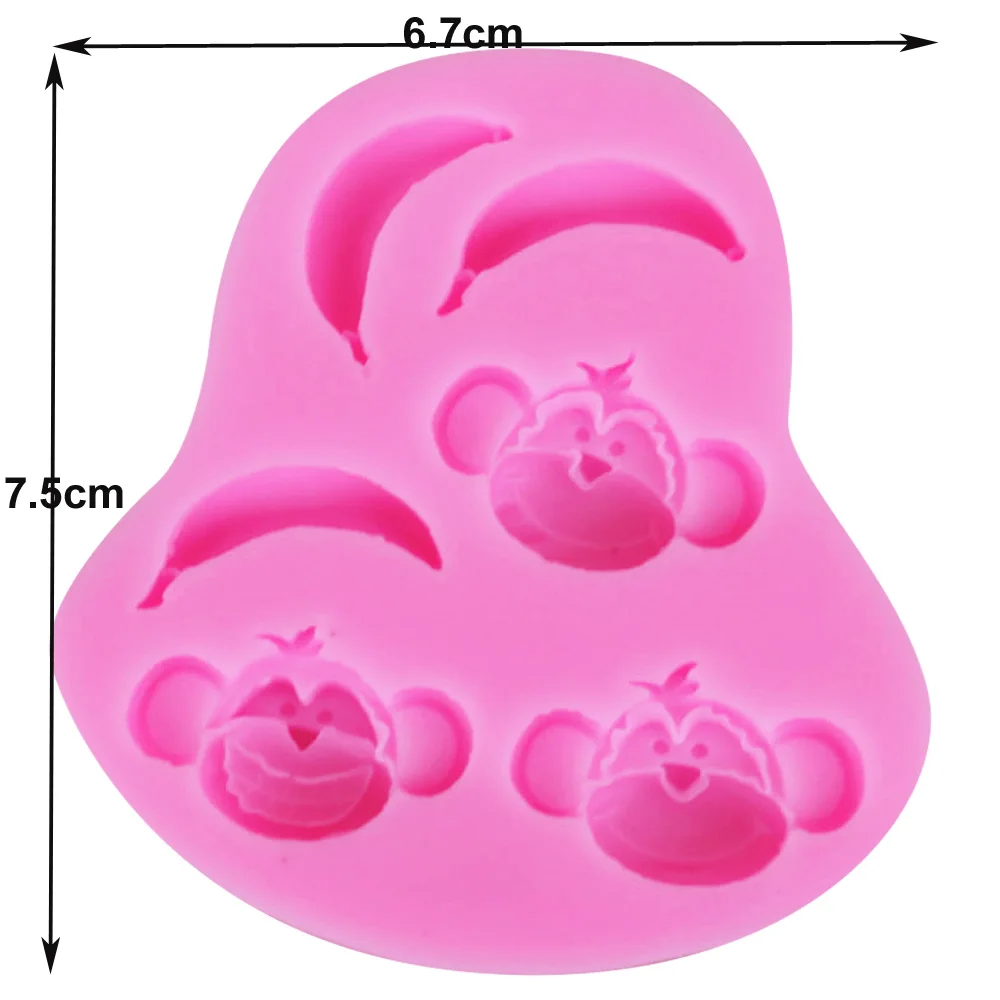 F1181 Monkey Banana Silicone Mold Fondant Mould Cake Decorating Tools Candy Jelly Jello Chocolate Gumpaste Sugarcraft | Дом и сад