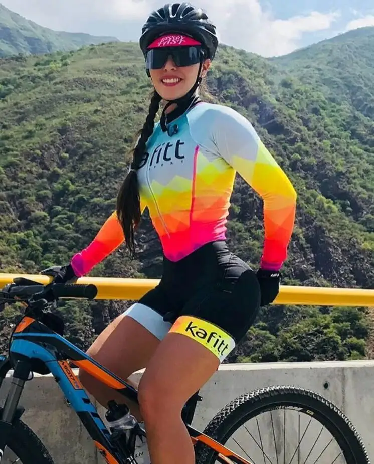 Pro Team триатлон костюм женский Велоспорт Джерси Skinsuit комбинезон Майо Велоспорт Ropa ciclismo длинный рукав набор гелевая подкладка - Цвет: as picture