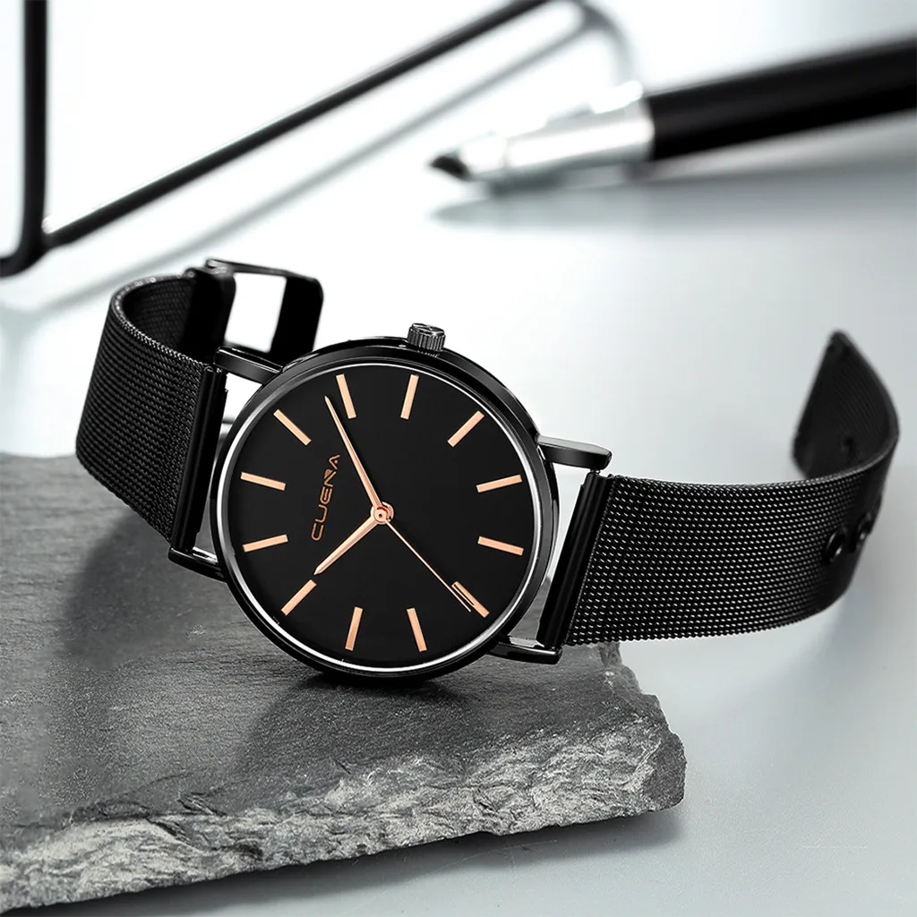 

NEW Black GENEVA Watch Stainless Steel Strap men Dress Watch 2019 Sport High Quality Casual Wristwatch Gift For dropshipping