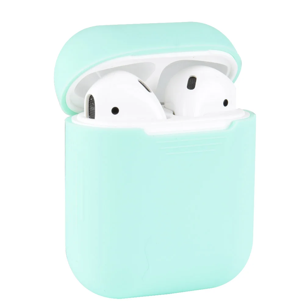 Светло-зеленый Силиконовый противоударный чехол для наушников для Apple AirPods - Цвет: Светло-зеленый