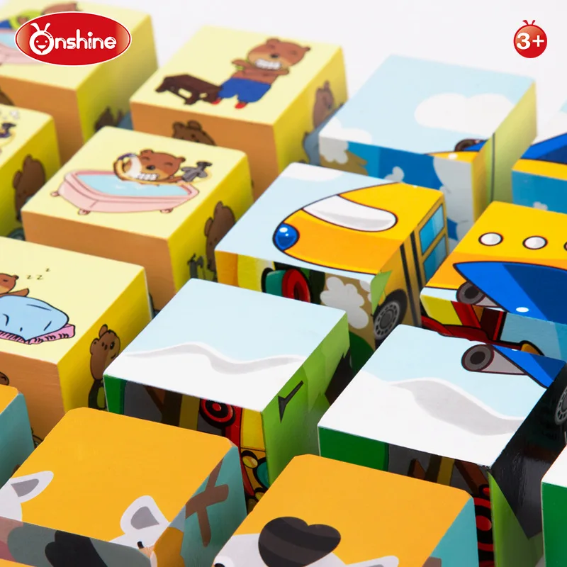 Onshine деревянные шестигранные 9 grain puzzle Дети 3D стоячий объем детские игрушки для