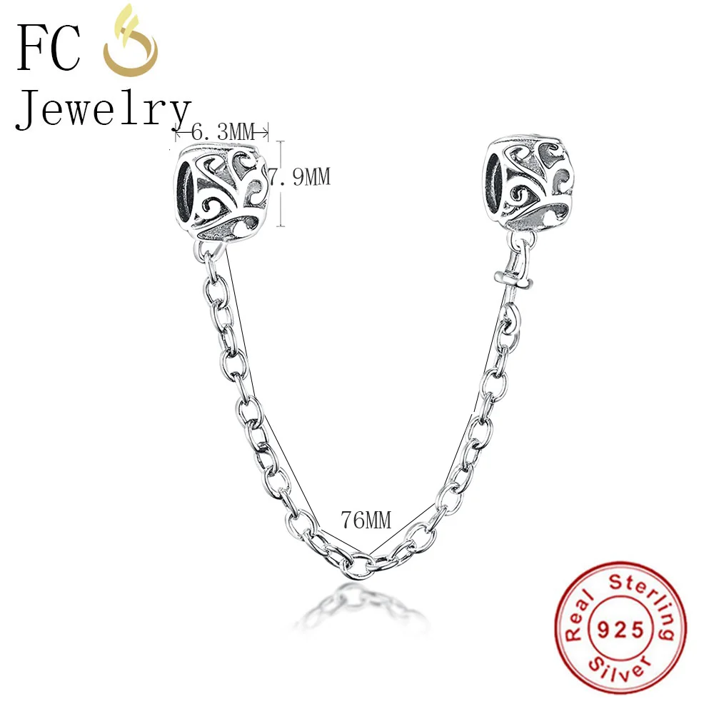 

Fit Charm Bracelet Genuine 925 Silver New Style Screw On Floral Safety Chain Beads For European DIY Women Gift Jewelry