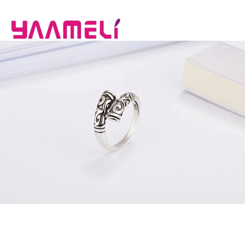 Фото Женские и мужские винтажные Регулируемые кольца Rock Bague, металлические ювелирные изделия из стерлингового серебра 925 пробы, оптовая продажа, ... №3