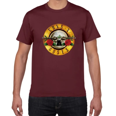 wine red Пистолеты и футболки с принтом GUNS N Roses мужские летние хлопок рок-группа уличная одежда мужская футболка хип-хоп Мужская одежда harajuku футболка homme - Цвет: wine red