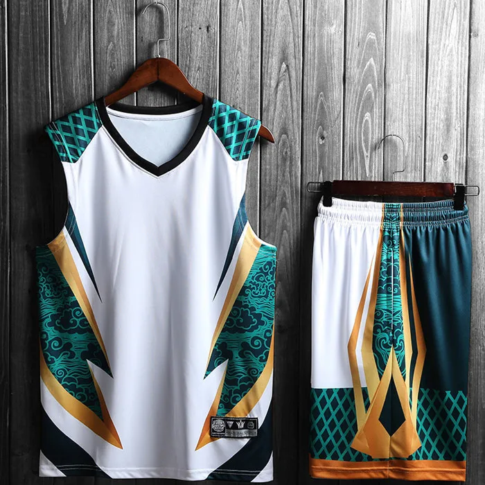 745 green set Детский Молодежный баскетбольный Джерси, наборы, Униформа, спортивный комплект, одежда для тренировок, баскетбольные майки, рубашки, костюм, дышащий, на заказ, с принтом - Цвет: 745 green set