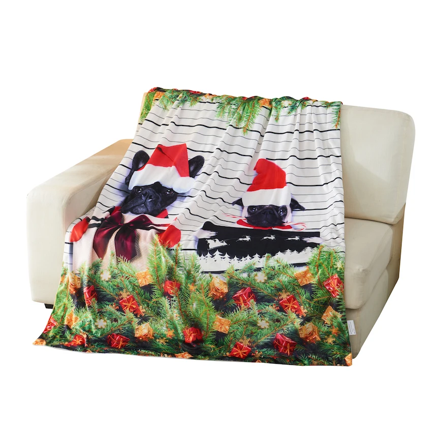 Французские бульдоги с подарками 3d супер мягкое Флисовое одеяло|Одеяла| |