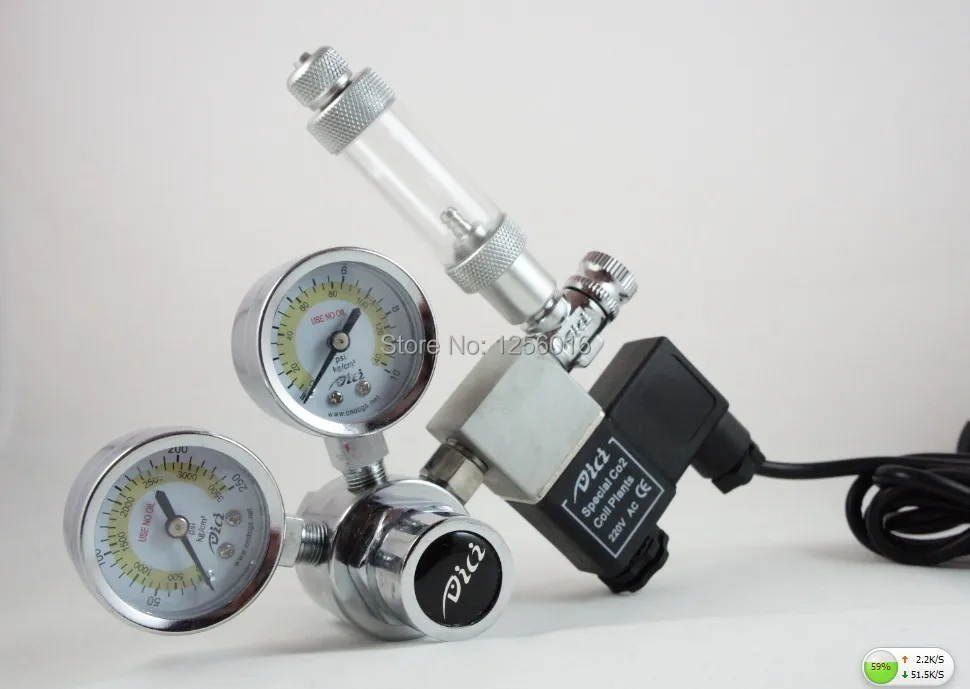 Aquarium DICI CO2 Regulator DC01-01 Dual Gauge Solenoid Check Valve Speed control bubble counters Cylinders Pressure | Дом и сад