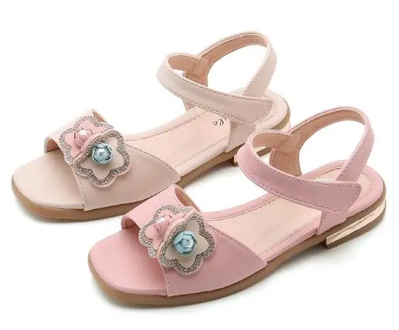 

Hot summer girl fish mouth sandals beautiful flower decoration princess shoes children's beach flat sandals