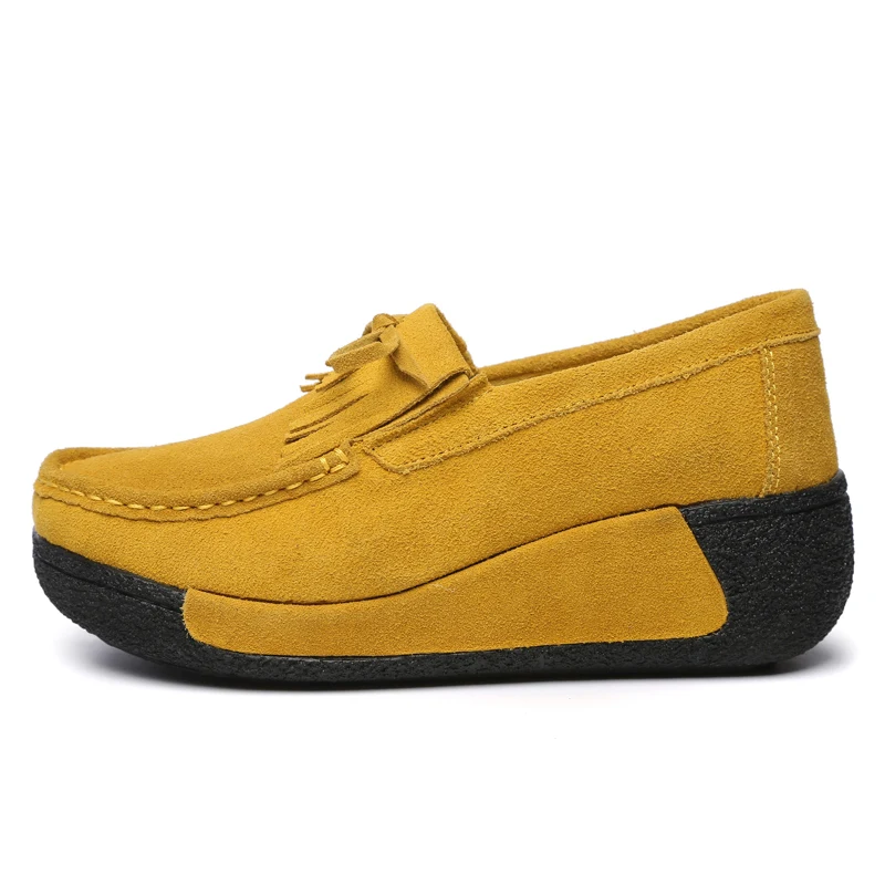 Plardin/Женская обувь на плоской подошве платформе замшевая кожаная бахрома