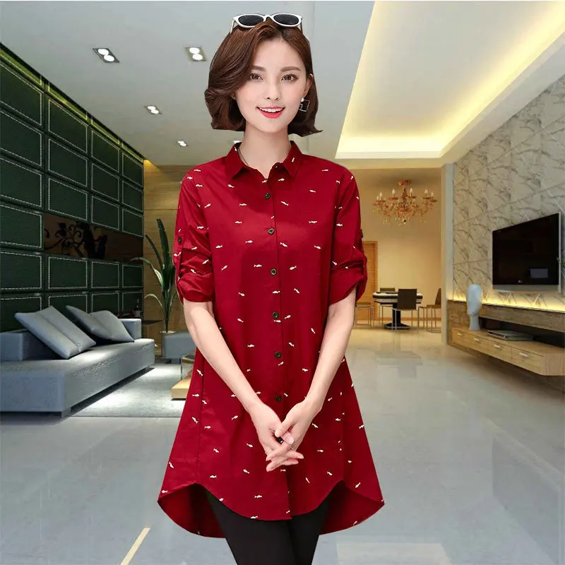 Новинка весна осень 2018 женская рубашка большого размера свободная блузка с