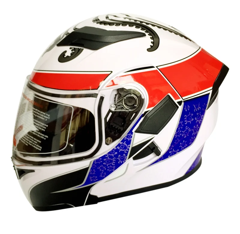 Cyclegear флип-ап мотоциклетный шлем с двойными линзами Casco Capacetes для мотокросса по бездорожью защита головы столкновения полные гоночные шлемы - Цвет: white Red Blue