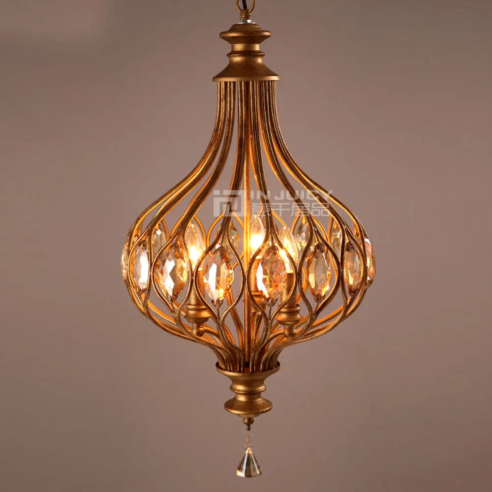 Хрустальный винтажный Бронзовый светильник K9 для кафе ресторана потолочный