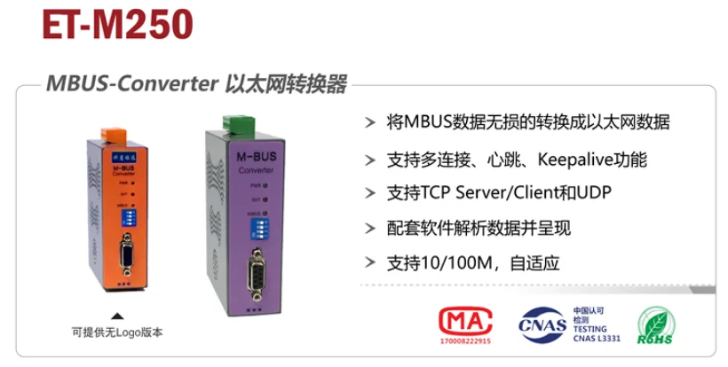 M-BUS/MBUS в Ethernet/конвертер передачи(250 нагрузки) ET-M250 Logo-free Edition