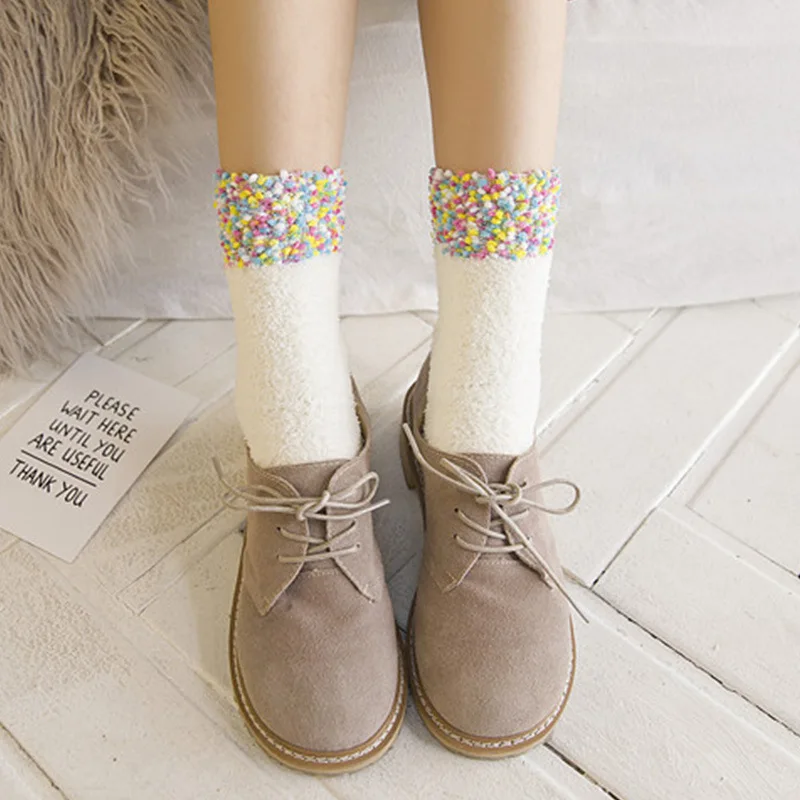 Лидер продаж новые зимние женские носки толстые коралловые вельветовые