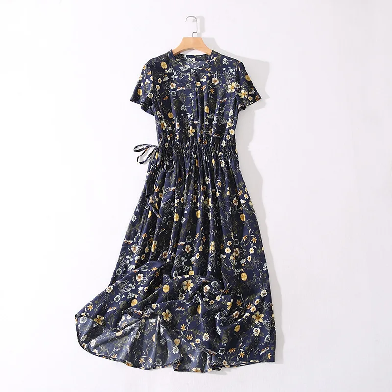 Летние цветочные шелковое платье роковой ете 2018 женские пляжные платья Длинные