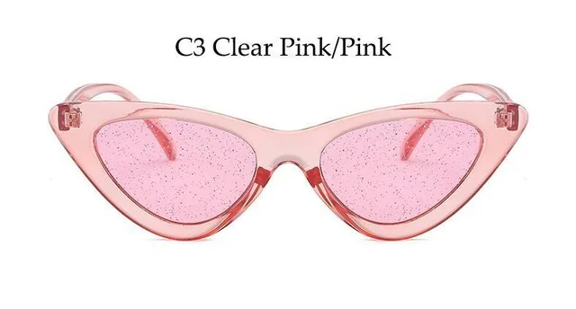 Новинка, маленькие солнцезащитные очки Cateye, женские, оттенок, сексуальные, блестящие линзы, солнцезащитные очки, Ретро стиль, кошачий глаз, оправа, оттенки для женщин, s uv400 - Цвет линз: C3