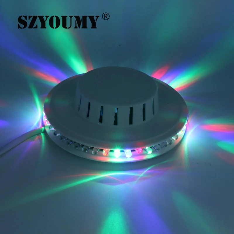 

SZYOUMY 8W 220V RGB Auto Color Changing Rotating 48 LEDs Sunflower LED Stage Light Wall Mount for KTV Bar DJ Club Disco Dancing