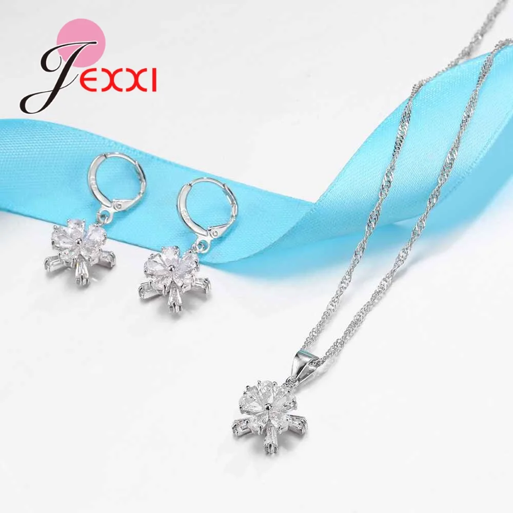 Женское ожерелье с цепочкой Delicate Blossom серьги-кольца из настоящего серебра 925