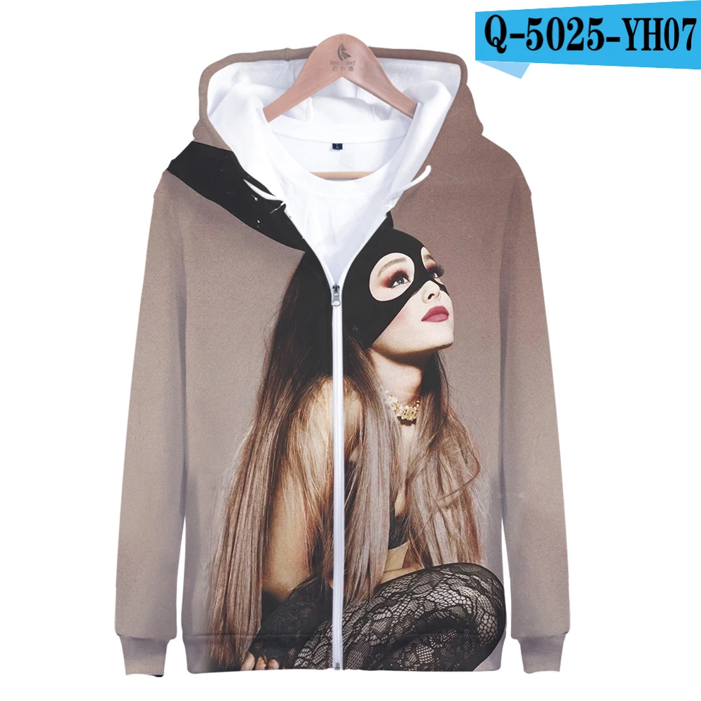 Ariana Grande/толстовки на молнии с 3D принтом для женщин/мужчин; модная толстовка с капюшоном и длинными рукавами; Лидер продаж года; Повседневная Уличная одежда - Цвет: Синий