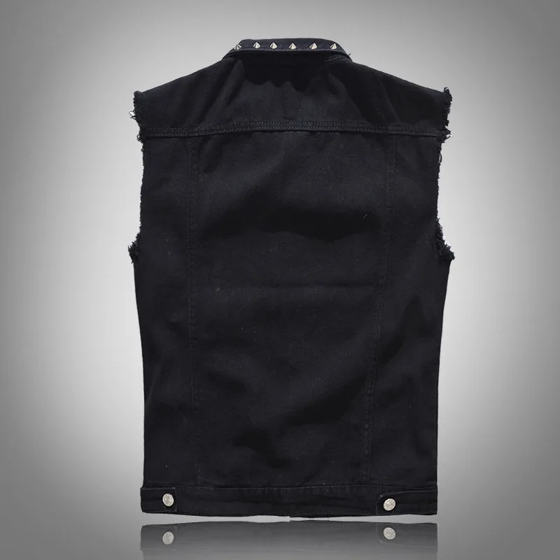 Idopy мужские черные джинсовый жилет Однобортный вечерние Стадия Slim Fit M-5XL