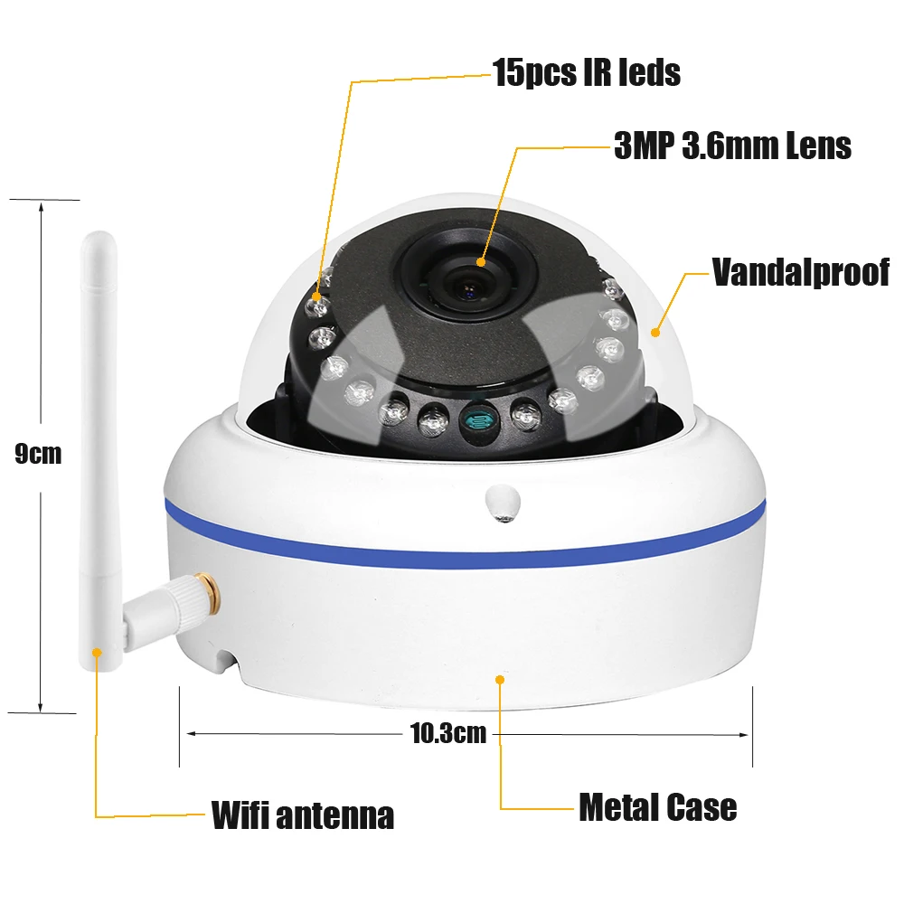 GADINAN HD 5MP 2592*1944 WiFi Беспроводная ONVIF Купольная ip-камера наружная Водонепроницаемая Камера Безопасности со встроенным слот карты Micro SD