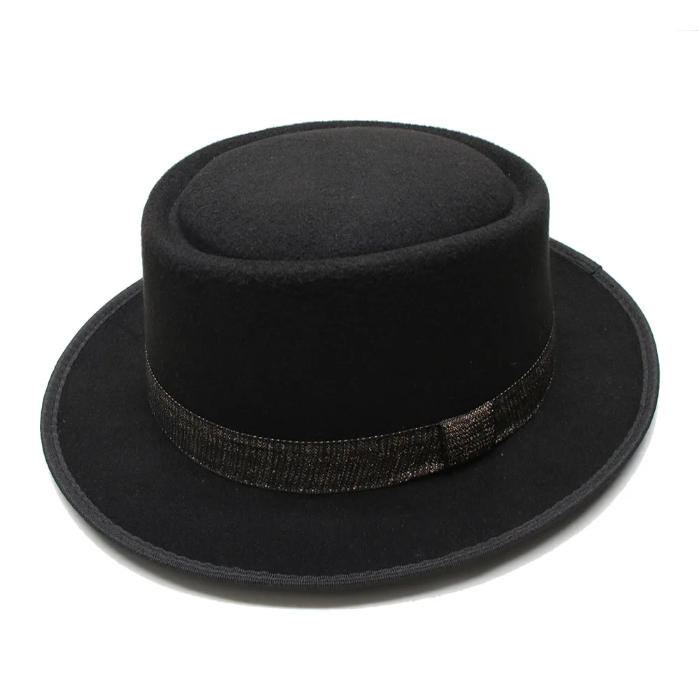 LUCKYLIANJI 100% шерсть Ретро Женская Мужская круглая верхняя Кепка Fedora Porkpie свиная