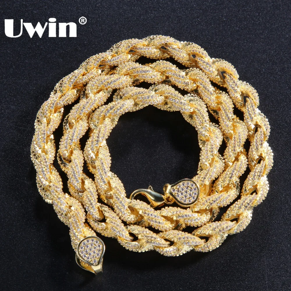 Uwin Bling 8 мм роскошная цепочка из фианита с микрозакрепкой ожерелье для мужчин