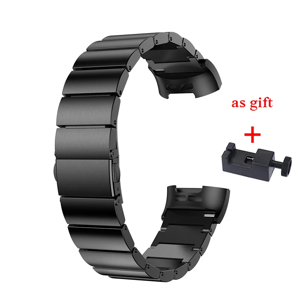 Black Металлический ремешок для часов Hero Iand для Fitbit Charge 3 Band Замена ремешка для часов бабочка закрытие Браслет для Fitbit Charge3 - Цвет: Black