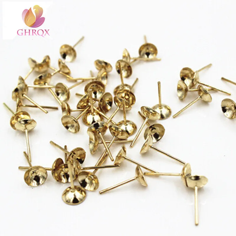 Оптовая продажа 4 мм золотистые/никелевые металлические железные серьги